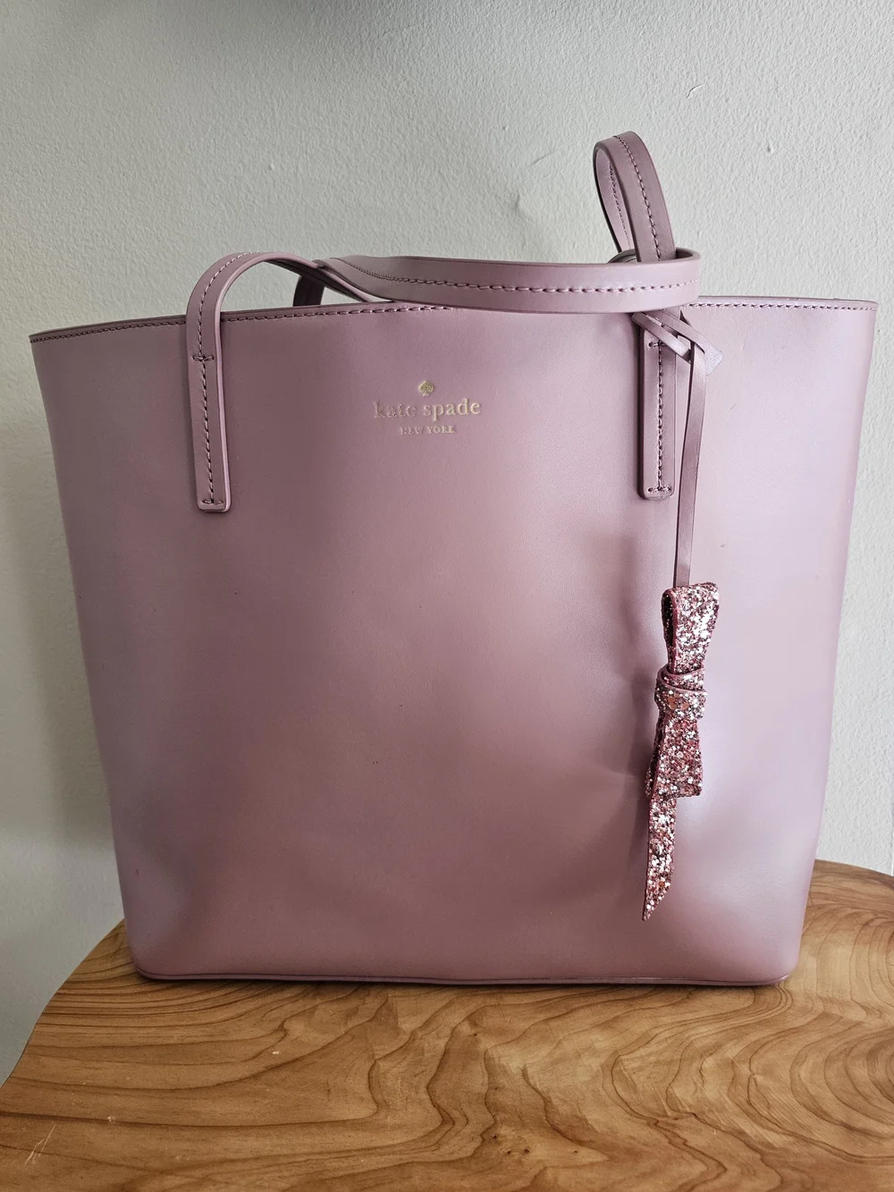 Kate Spade Dusty Rose Leather Tote with Bow Charm - Picture 3 of 8